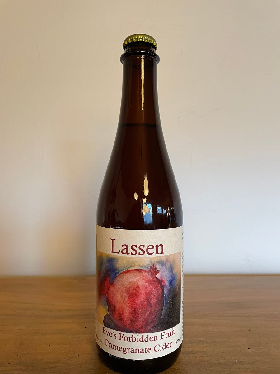 Bottle of 2024 Lassen, Eve’s Forbidden Fruit, Pomegranate Cider