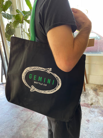 Gemini Bottle Co Canvas Black Tote