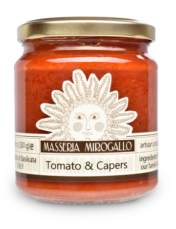 Jar of Masseria Mirogallo Mirogallo Tomato Sauce with Capers and Olives