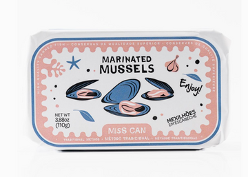 Can of Miss Can Marinated Mussels in Escabeche Sauce