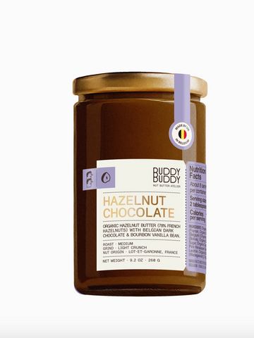 Jar of Buddy Buddy Organic Hazelnuts & Chocolate Nut Butter