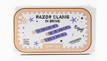 Can of Miss Can Razor Clams in Brine