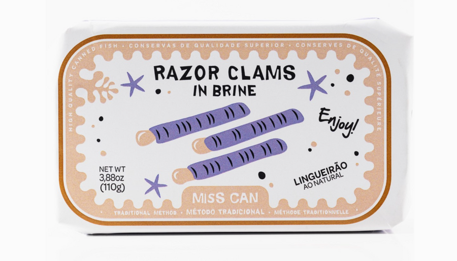 Can of Miss Can Razor Clams in Brine