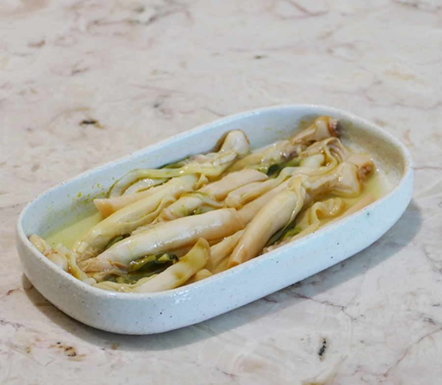 Dish of Miss Can Razor Clams in Brine