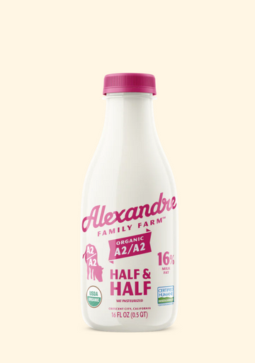 Alexandre Family Farm Half & Half, A2/A2, Organic, Regenerative (16oz)
