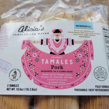 Alicia's Tamales Los Mayas 'Pork' Tamales Frozen (3pk)