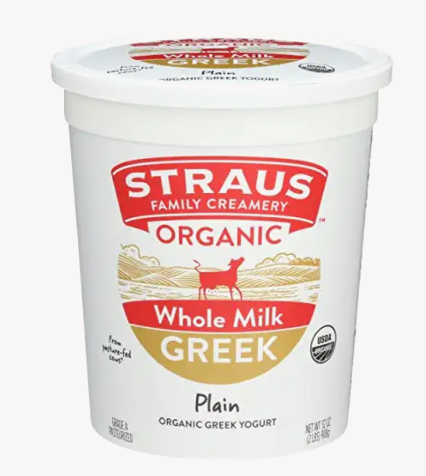 Straus Family Creamery Organic Yogurt Greek Whole Plain (32 oz)