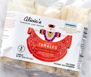 Alicia's Tamales Los Mayas Black Bean with Cheese Tamales (3pk)