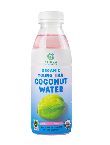 bottle of Copra Young Coconut Water
