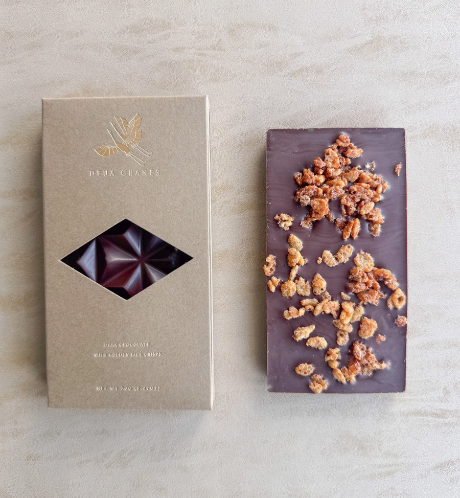 Deux Cranes Dark Chocolate with Golden Rice Crisps