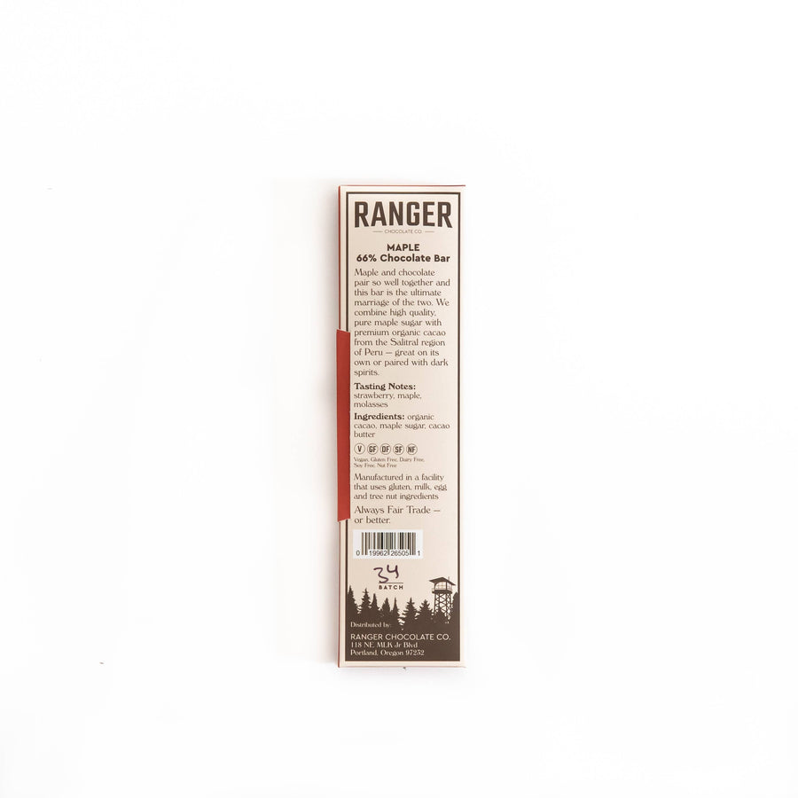 Ranger Chocolate Co. Maple Chocolate Bar, 66% Cacao