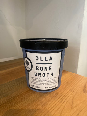 Container of OLLA Immunity Beef & Mushroom Bone Broth (28oz)