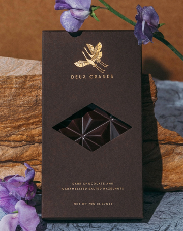 Deux Cranes 70% Dark Chocolate with Caramelized Salted Hazelnuts (Dairy Free)